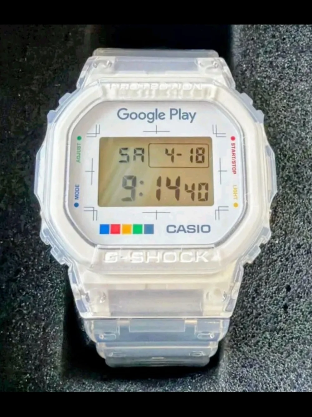 Casio G-Shock X BEAMS Transparent/Clear Digital Watch with Google Play Accent
